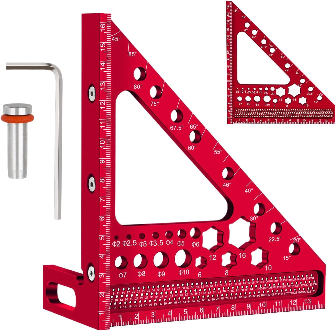 3D Square Tool,Multi-angle Carpenter Marking Ruler for Woodworking | Adjustable Woodpeckers Tools for Drawing Furniture Crafting Workshop Leveling Layout Rafter Cutting