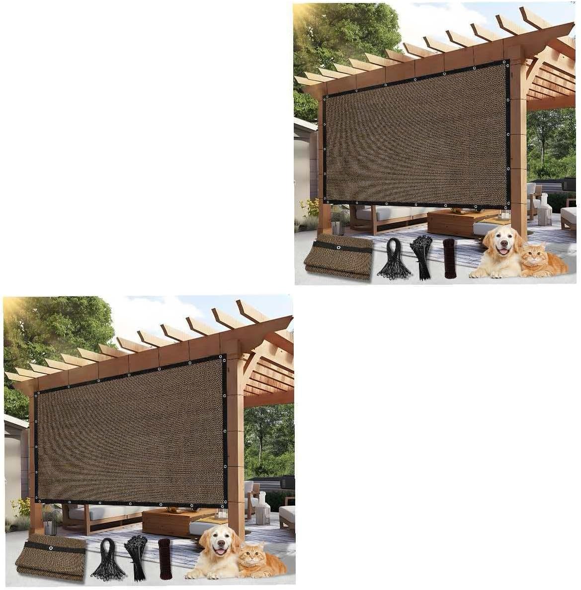 90% Outdoor Sun Shade Cloth, 6'×10' Mocha & 4'×8' Mocha Pergola Shade Cover with Grommets, Privacy Screen Sunshades for Patio Garden Backyard Plant