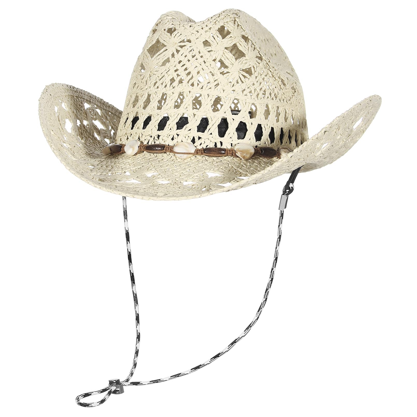 EOZY Chapeaux de paille tissés à la main de style western pour homme et femme - Chapeau panama avec large bord et bord replié pour le voyage