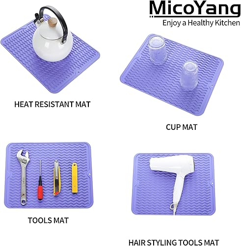Miniatura 731 de Tapete de silicona para secado de platos para múltiples usos, fácil de limpiar, ecológico, resistente al calor, tapete de silicona para encimera