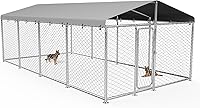 Vista 14 de Perrera para perros de 10 x 10 pies, recinto resistente para perros exteriores con cubierta impermeable y cerradura de seguridad para perros grandes