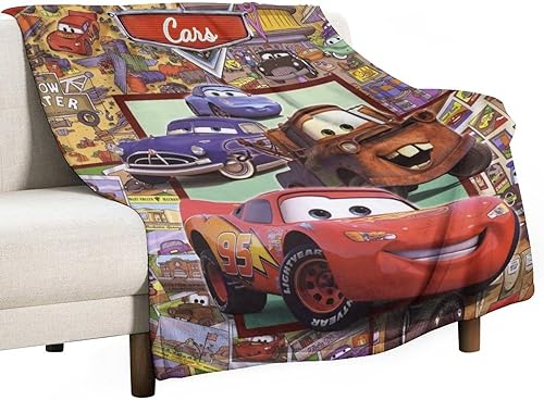 Manta de película de automóvil de dibujos animados, súper ultrasuave, manta de franela para todas las estaciones, manta de aire acondicionado para