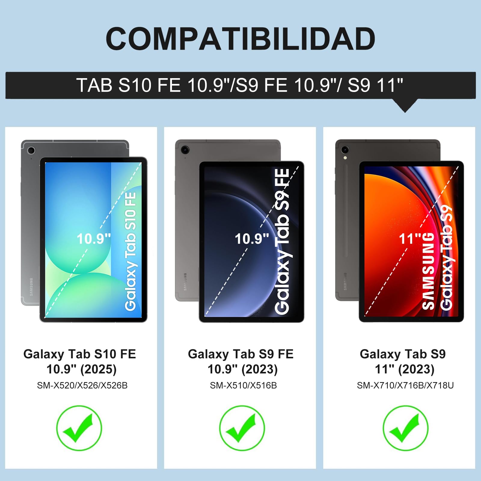 Teclado con Touchpad para Samsung Tab S10 FE 10.9" 2025/S9 FE 10.9" 2023 | Funda Galaxy Tab S10 FE con Español Ñ Bluetooth Teclado Retroiluminado con Trackpad para Tablet Samsung S10 FE/S9 FE, Negro