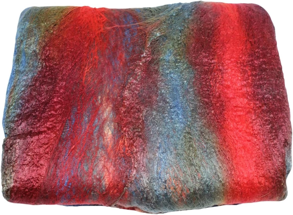 Knitsilk Premium A-Grade Mulberry Silk: Hand-Dyed Blue and Red Fibers for Needle Felting, Wet Felting, Spinning, Knitting, and Sewing - 500g Mulberry Cocoon Sheet & Silk Filament Sheet