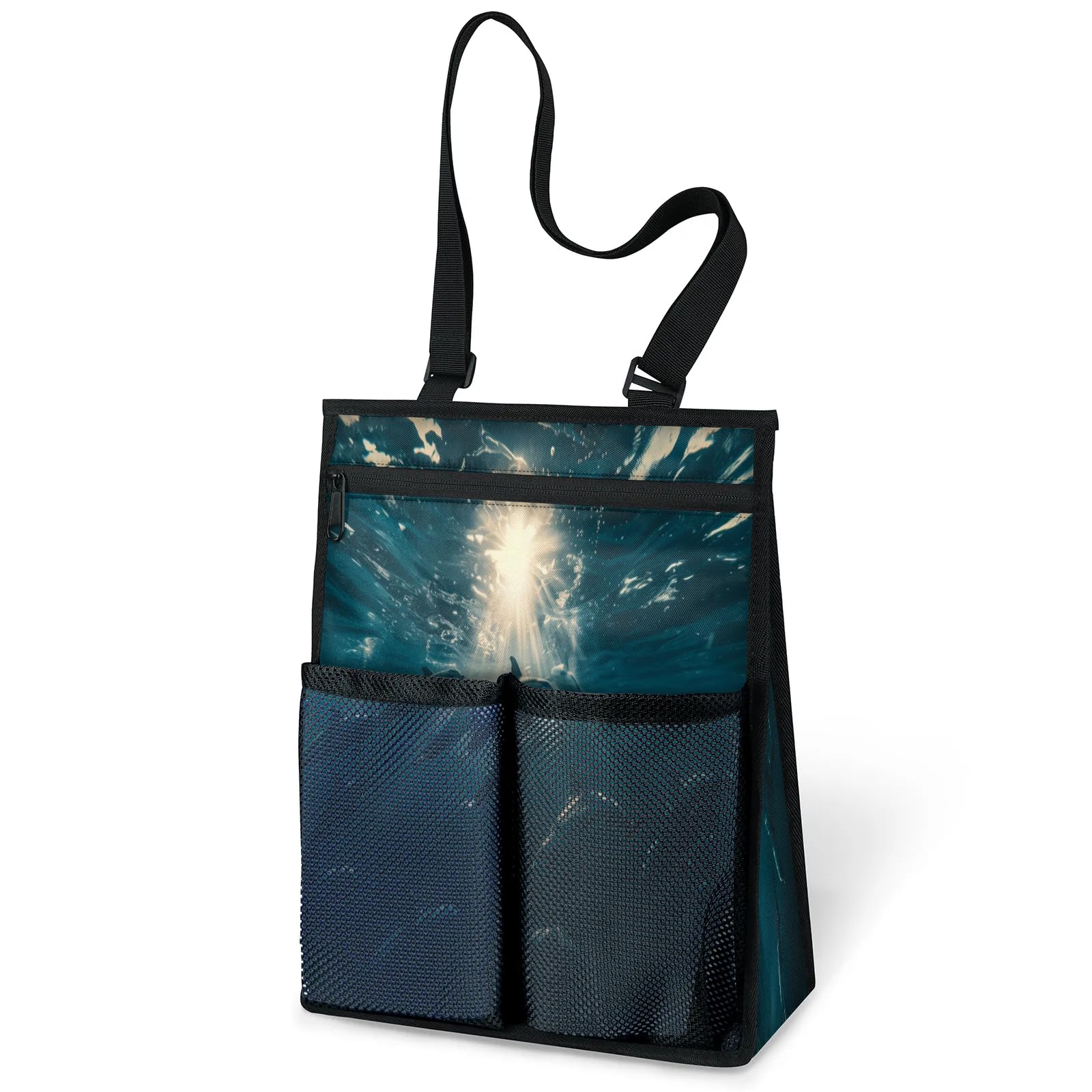 Ourtheme Ocean Dolphins Portable Shower Bag for Travel Gym Camp Beach Tote Shower Caddy Bags Hanging Toiletry Organizer