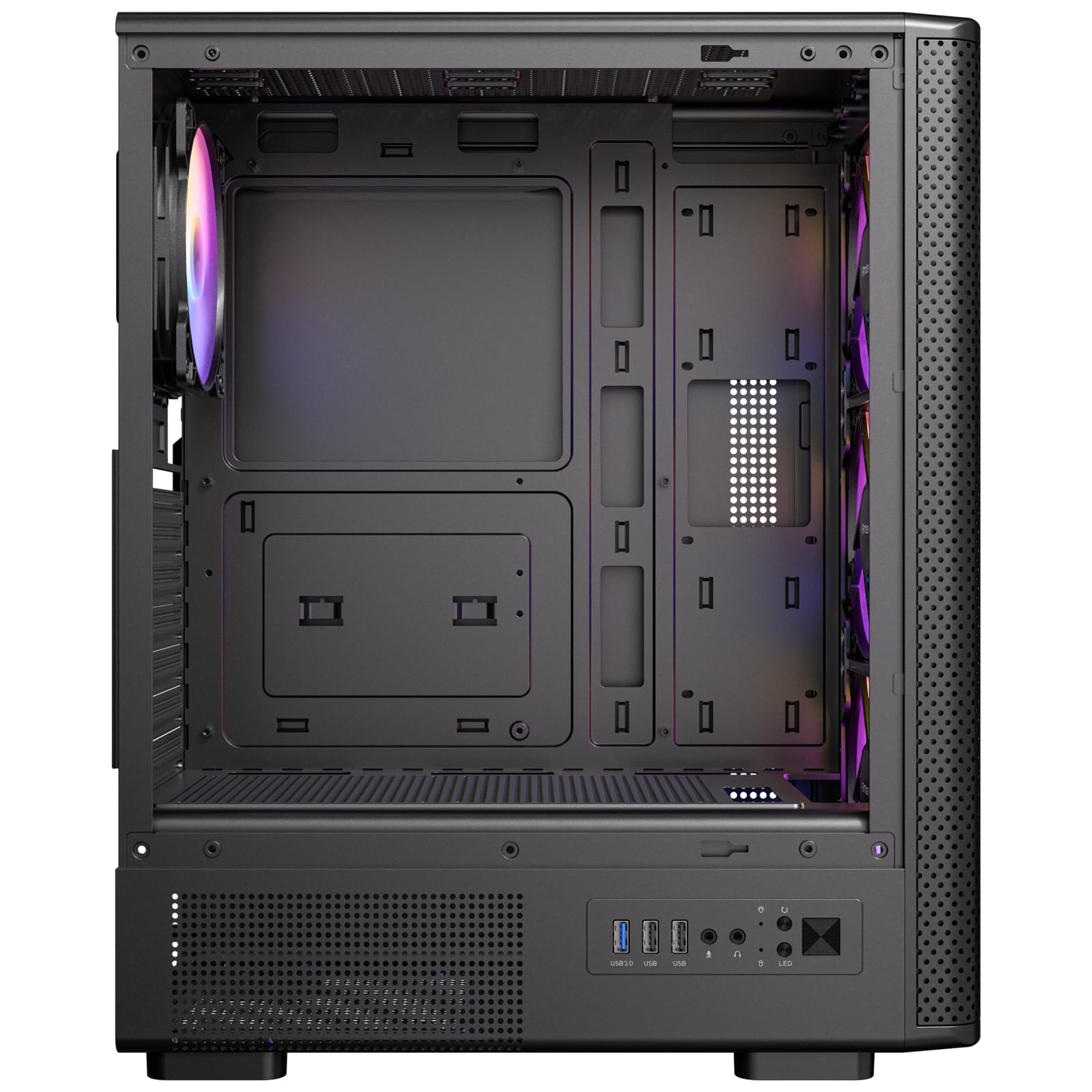ANTEC VX-310 ARGB Gaming PC Gehäuse – ATX/Micro-ATX/ITX Mid Tower mit Tempered Glass und ARGB Lüftern, Schwarz