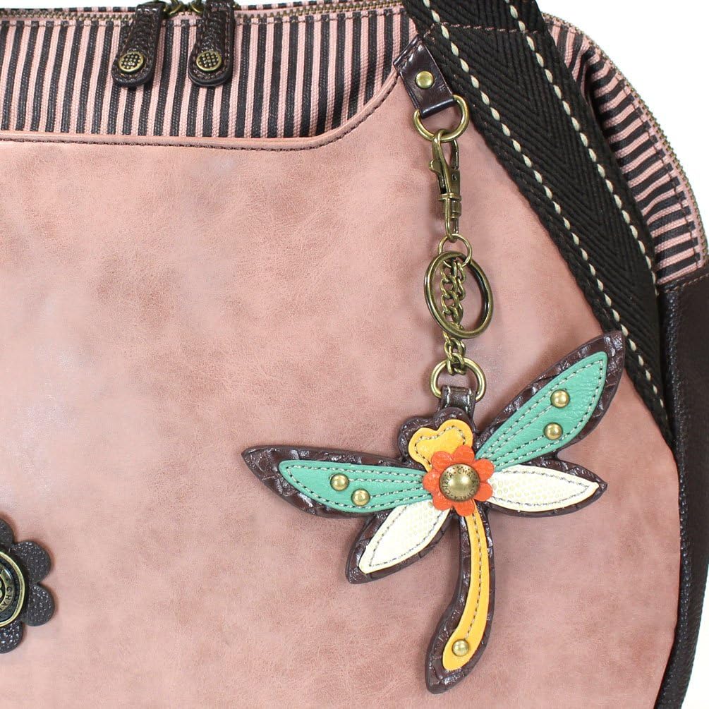 CHALA Handbags Large Bowling Tote Bag- Pet Lover's Collection (Dusty Rose_Dragonfly)