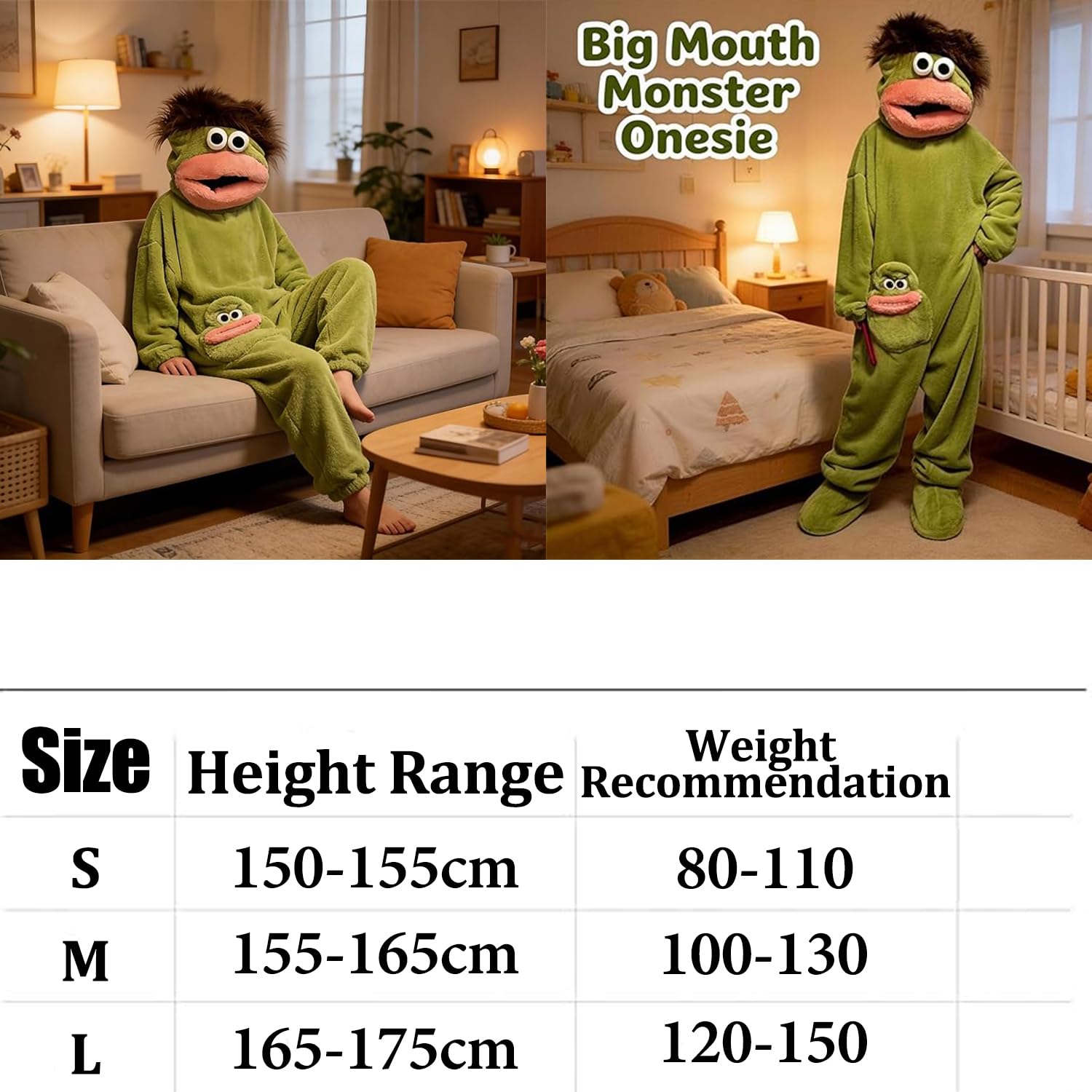 Onesie Pijama de vellón Gracioso para Talla S/M/L/XL, Mono Suave y cálido con Capucha & Bolsillos, Ropa de Estar por casa acogedora para el sofá