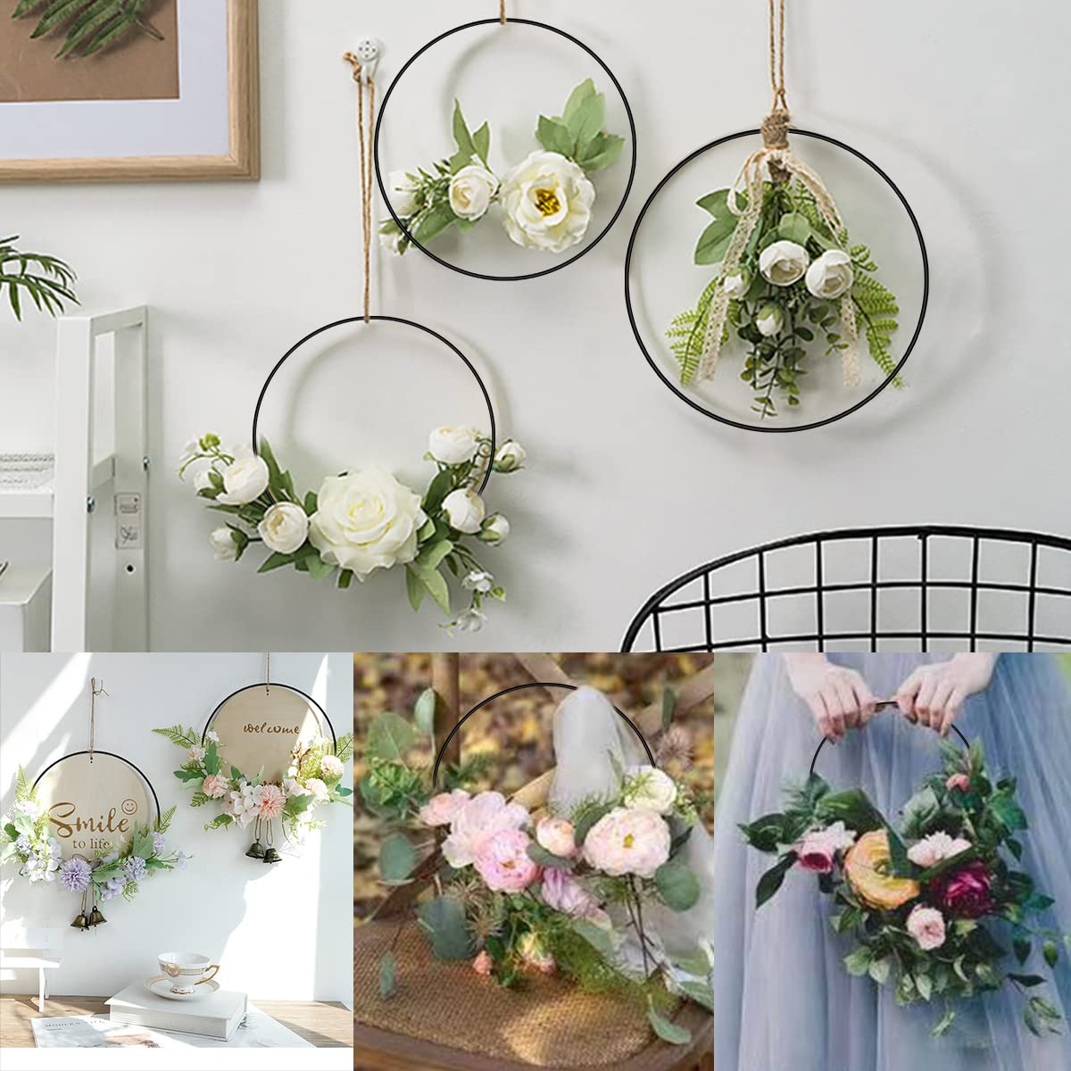 TMBMLPP 6 stuks metalen ringen om te knutselen, metalen ring zwart 25 cm, kransringen, decoratieve ringen, dromenvanger, groot, macramé-ringen, voor doe-het-zelf bloemenhoep, dromenvanger TMBMLPP 6 stuks metalen ringen om te knutselen, metalen ring zwart 25 cm, kransringen, decoratieve ringen, dromenvanger, groot, macramé-ringen, voor doe-het-zelf bloemenhoep, dromenvanger