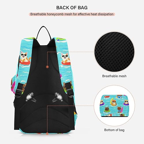 Miniatura 4 de Tenni Badminton Racket Bag Cute Sturdy Cat Dog Swim Summer Blue Cartoon 3 Rackets Badminton Bag Case for Women, Men, Teenagers bolso para raqueta de