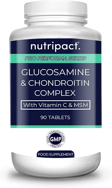 Glucosamine and Chondroitin Complex  with Vitamin C and MSM  90 High Strength Easy to Swallow Tablets - Contributes to The Maintenance of Normal Immune System - Made by Nutripact