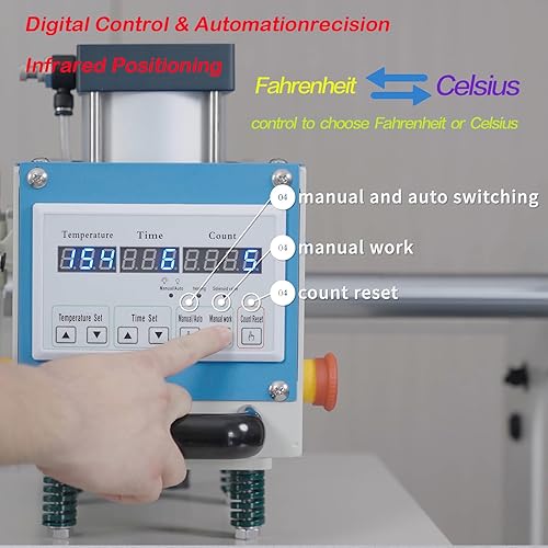 Miniatura 8 de Prensa térmica de doble platina deslizante neumática de 16 x 24 pulgadas con posicionamiento infrarrojo ajustable y función de deslizamiento hacia