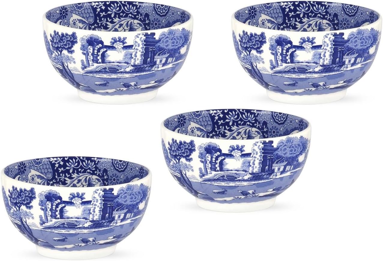 Spode Blue Italian Dip Bowls 4.25 Inch Set Of 4