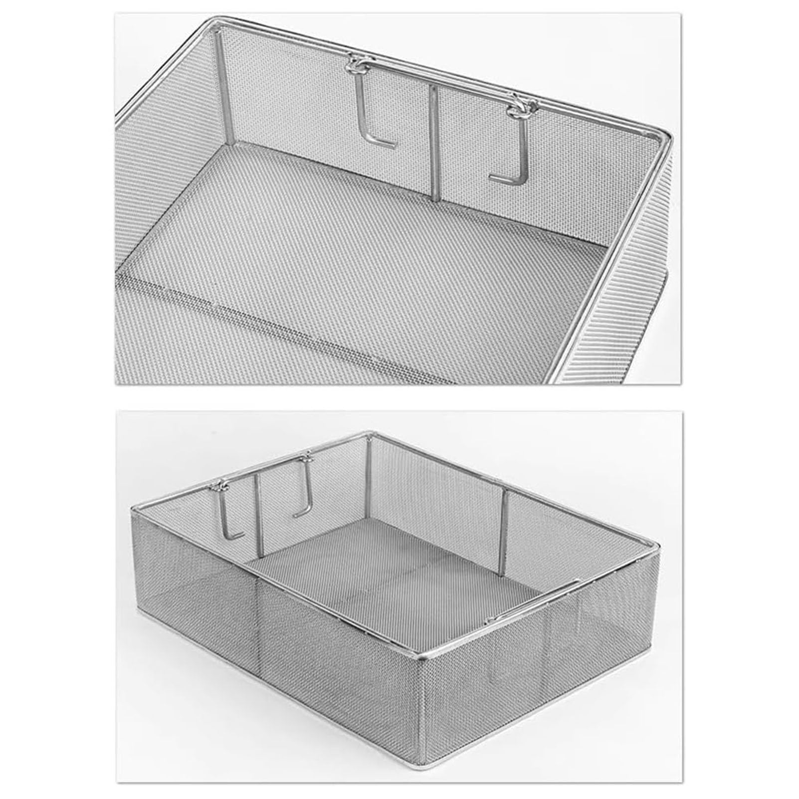 Medizinische Instrumente Edelstahl Sterilisation Korb Tray Case Box, 304 Edelstahl Mesh mit einziehbaren Griff, Ultraschallreiniger Korb, 50 * 40 * 20cm
