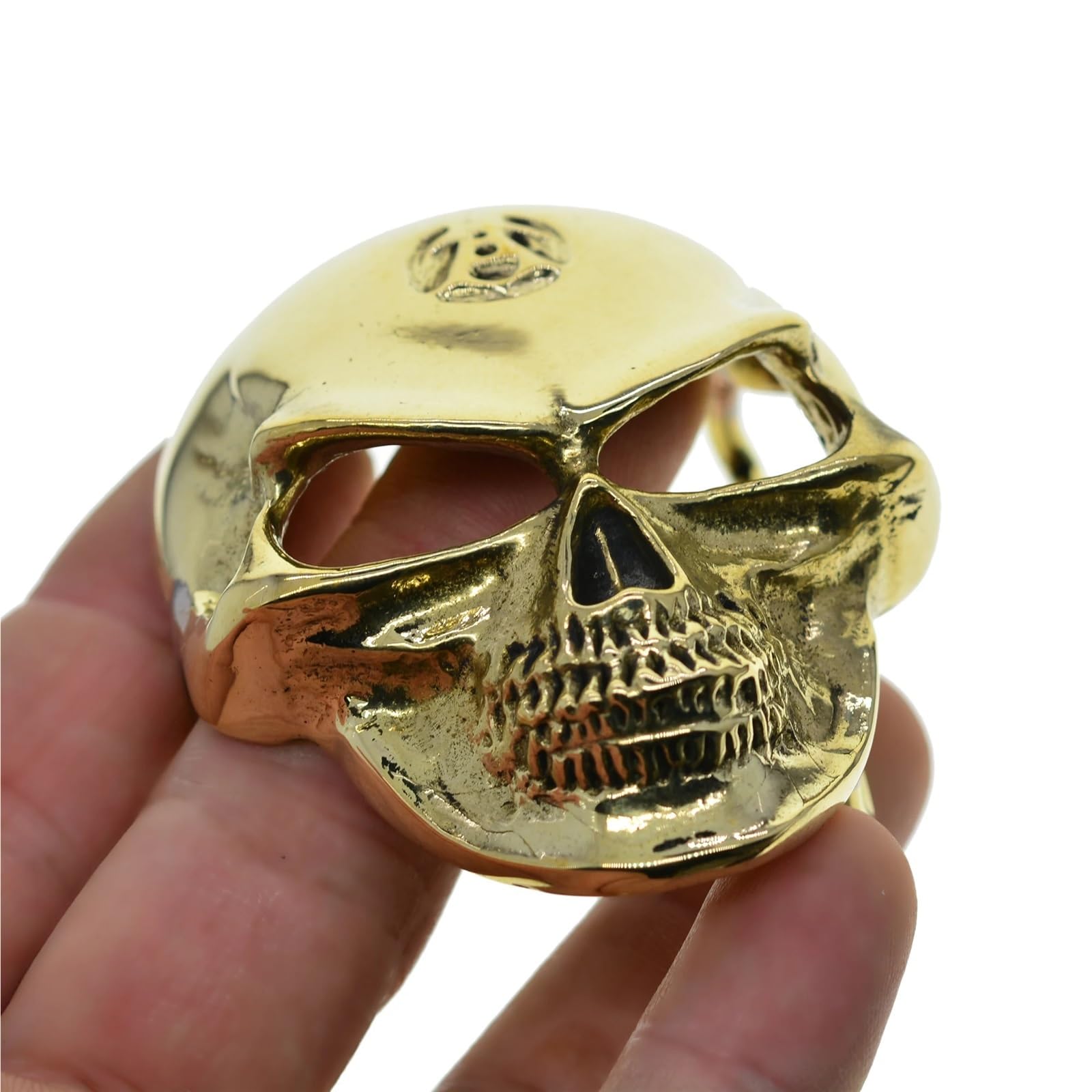 Hebillas Cinturon Hebilla de cinturón latón macizo vintage con diseño calavera 3D pulida a espejo 1,5 pulgadas para Reemplazo
