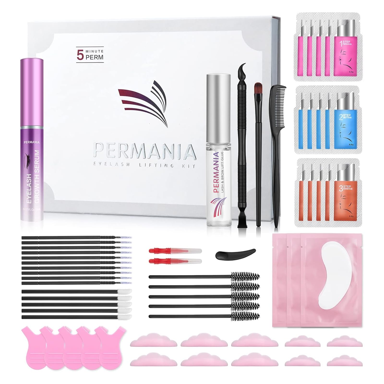 PERMANIA 2023 Lash Lift Kit and Brow Lamination Kit, Comes with a 3ml Eyelash Growth Serum, Individually Packaged, Including all Accessories, Lasts up to 6-8 Weeks, Suitable for Home and Salon Use