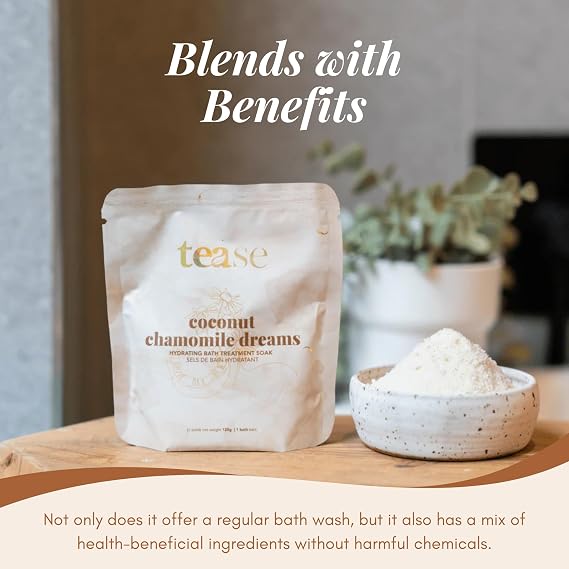 Tease Tea Chamomile Bath Salt - Coconut Chamomile Dreams Bath Soak, Hydrating and Moisturizing Bath Soak, Organic Bubble Bath for Women with Coconut Oil and Chamomile Oil