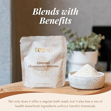Tease Tea Chamomile Bath Salt - Coconut Chamomile Dreams Bath Soak, Hydrating and Moisturizing Bath Soak, Organic Bubble Bath for Women with Coconut Oil and Chamomile Oil