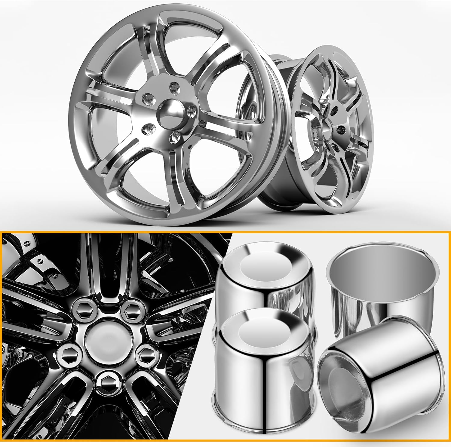 Tallew 4 Pcs 5.15 Inch Wheel Center Caps Sliver Push Through Trailer Center Caps Carbon Steel for Rims Truck Auto