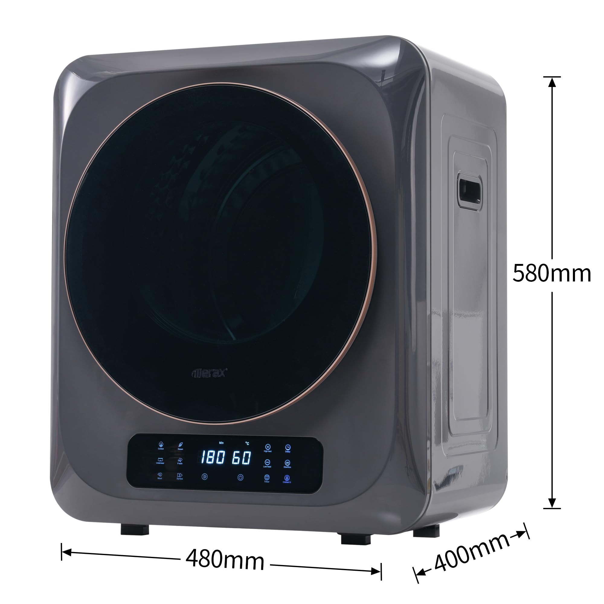 DRIXNO Ablufttrockner Trockner Mini Wäschetrockner Dryer Machine, 850w/2,5kg/Schwarz/48x40x58cm, Überhitzungsschutz, wandmontierbar [Energieklasse C]