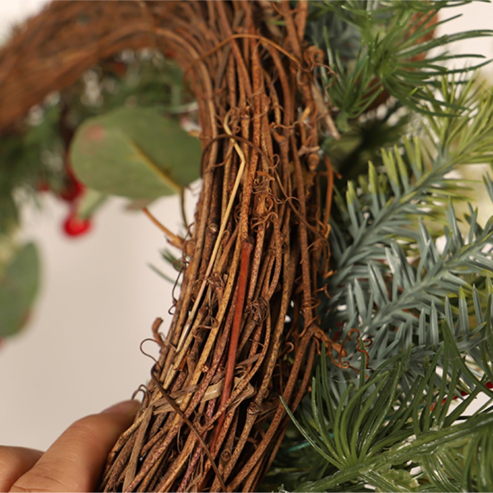 Winterkranz Dekokranz Künstlicher Eukalyptus-Weihnachtskranz for Die Haustür, Frühling, Sommer, Ganzes Jahr Adventskranz Christbaumschmuck