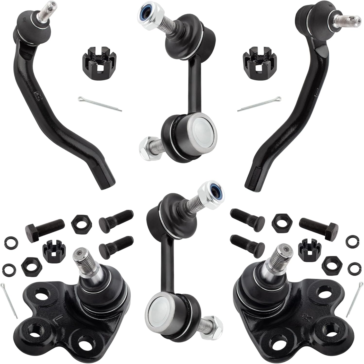 BOXI (Set of 6) Front Sway Bar End Link + Front Outer Tie Rod Ends + Front Lower Ball Joints Fit for Honda Civic 2006 2007 2008 2009 2010 2011 | Replace K500070 K500069 ES800374 ES800373 K80769 K80768