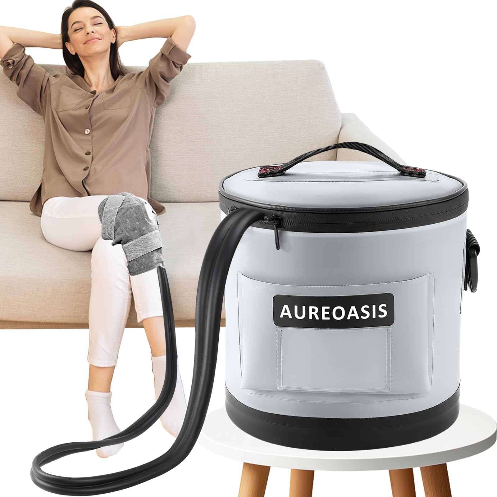 Cold Therapy Ice Machine System for Knee Surgery Recovery -with Timer Adjustment, Quiet & Lightweight, Ideal for Sports Injuries, Knee Pains, Strains, Stiffness, and Sprains