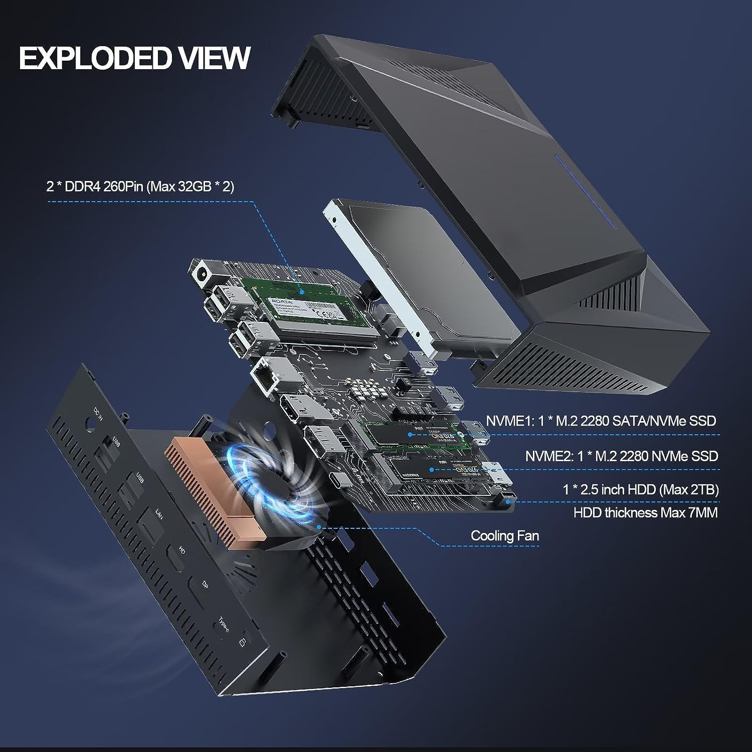 Mini PC Windows 11 Pro, AMD Ryzen 9 5900HX (8 Núcleos 16 Threads