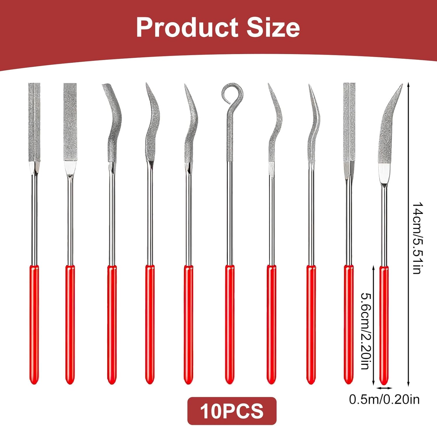 10PCS-5.5-Inch Diamond Special-Shaped File Set, Curved Files Tool,Needle Files for Metal,Alloy Diamond Tool Grinder for Stone Carving, Metal Polishing & Model Making