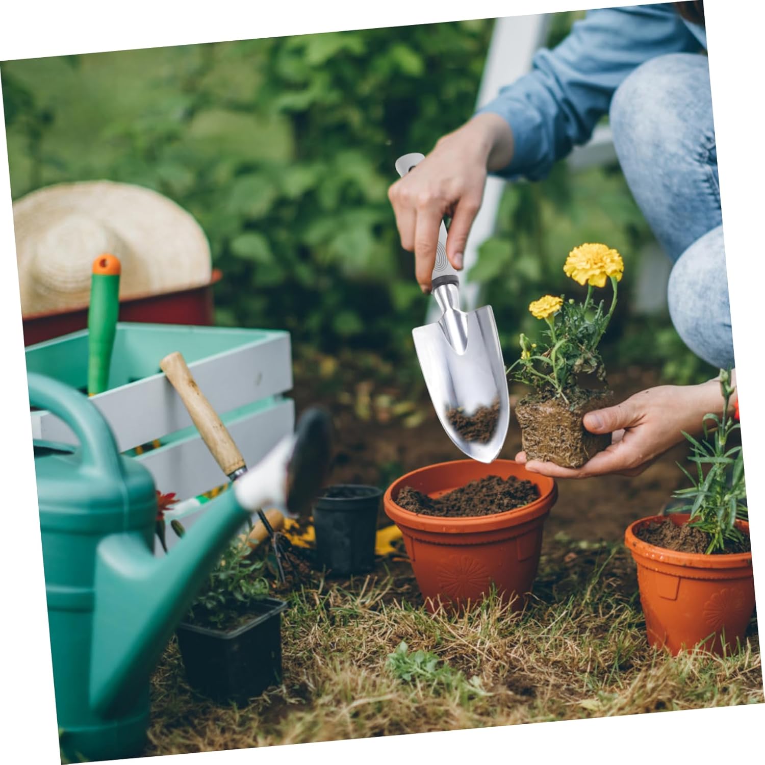 POPETPOP Multifunctional Garden Tool Aluminum Alloy Kit Fork Shovel Rake for Gardening