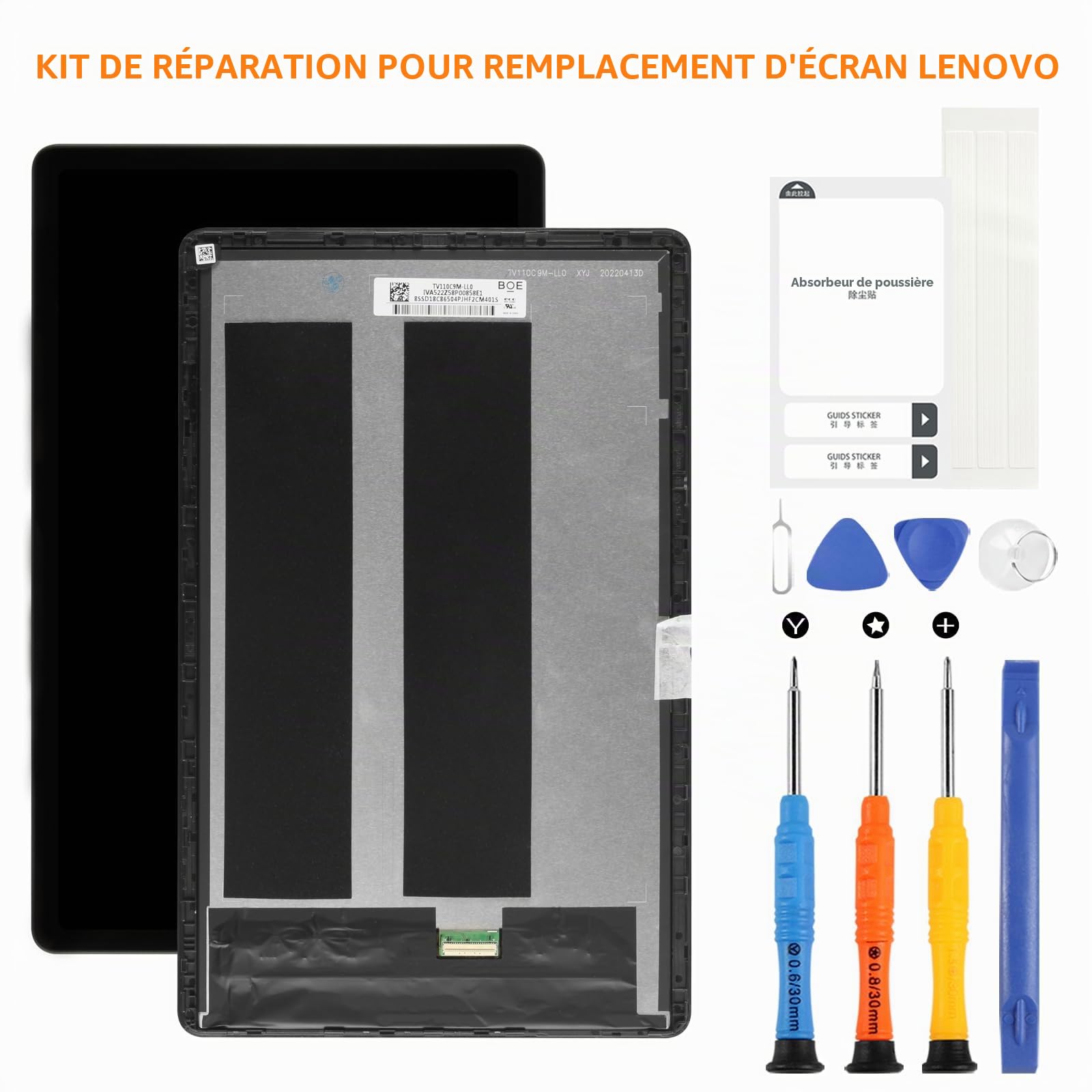Écran LCD pour Lenovo Tab P11/P11 Plus TB-J606 TB-J606F 11 pouces LCD Écran Remplacement de l'écran pour Lenovo TB-J606 TB-J606F Écran Tactile Digitazer Assemblée avec Réparation Kit (Noir, avec