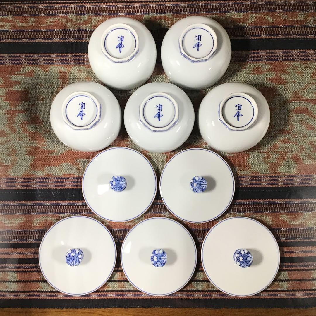 紺地団扇流水茶碗 水無月窯 芳哉造中古 六月の特売品】水無月窯 藤谷