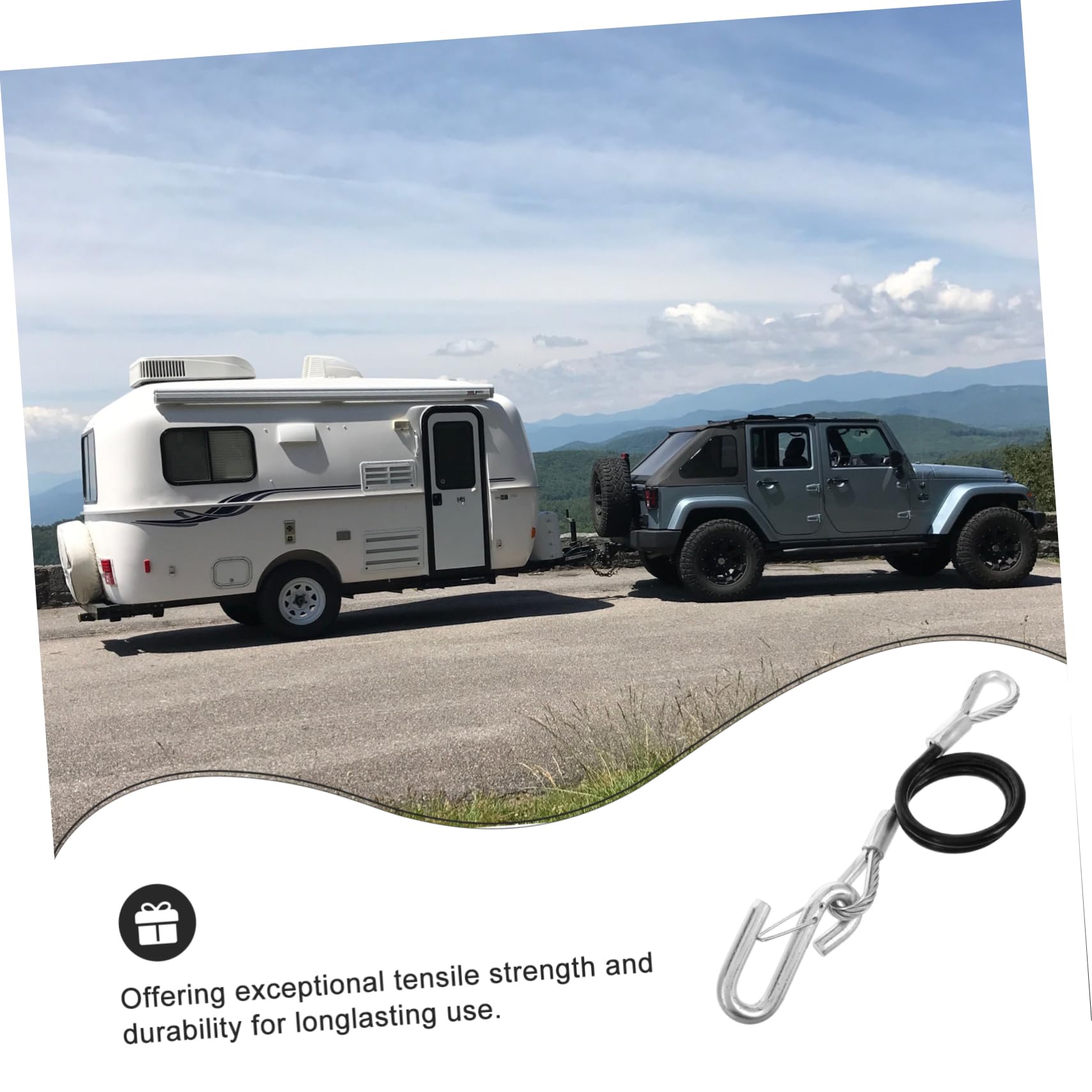 Happyyami Sicherheitskabel für Anhänger Tow Rope mit Haken Wetterbeständig aus Stahlseil Einfache Installation Zuverlässige Verbindung für Anhänger und Transport