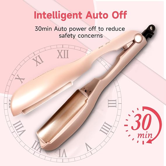 Hair Crimper Waver, 1.45 Dual Barrel S Waver for Beach Waves, Ceramic Curling Iron, Effortless Hair Waving Tool for Women