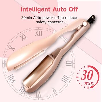 Hair Crimper Waver, 1.45 Dual Barrel S Waver for Beach Waves, Ceramic Curling Iron, Effortless Hair Waving Tool for Women