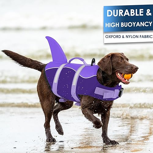 Vista 8 de AOFITEE Chaleco salvavidas para perros, ajustable, de ripstop con asa de rescate para perros pequeños, medianos y grandes, 5 tamaños, s, Salvavidas