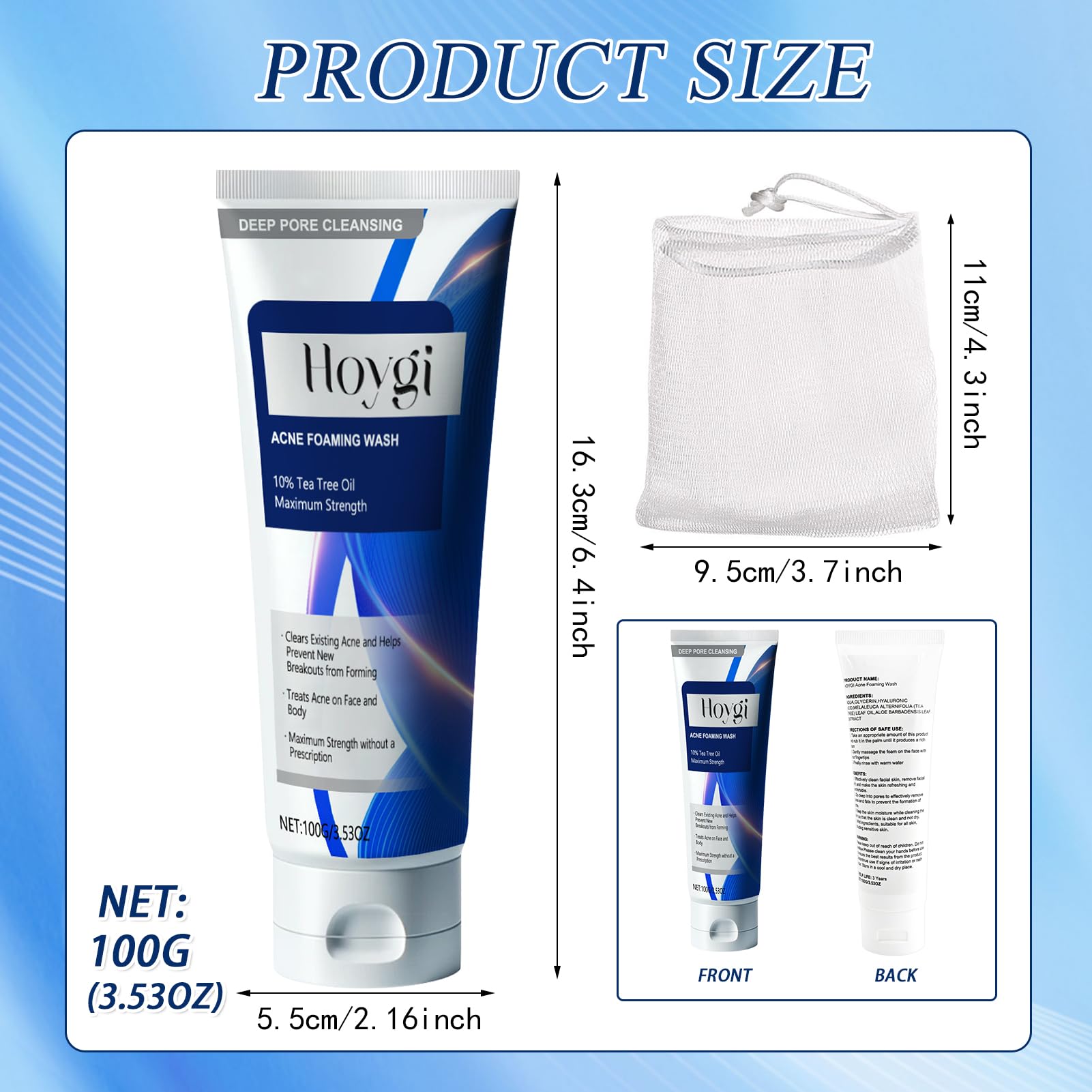 Acne Foaming Wash, pianka do głębokiego oczyszczania porów | Łagodny codzienny środek do mycia twarzy do głębokiego oczyszczania porów, przeciwpryszczowy płyn, do oczyszczania twarzy z
