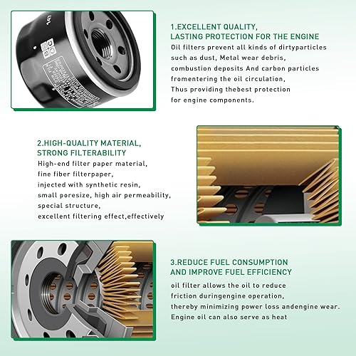 Vista 3 de Raptor 660 - Filtro de aceite para Yamaha YFM660R 2001-2005/Yamaha Kodiak 700K YFM700K 2016-2018/Yamaha XVS1300 2007-2012/Yamaha Grizzly 700
