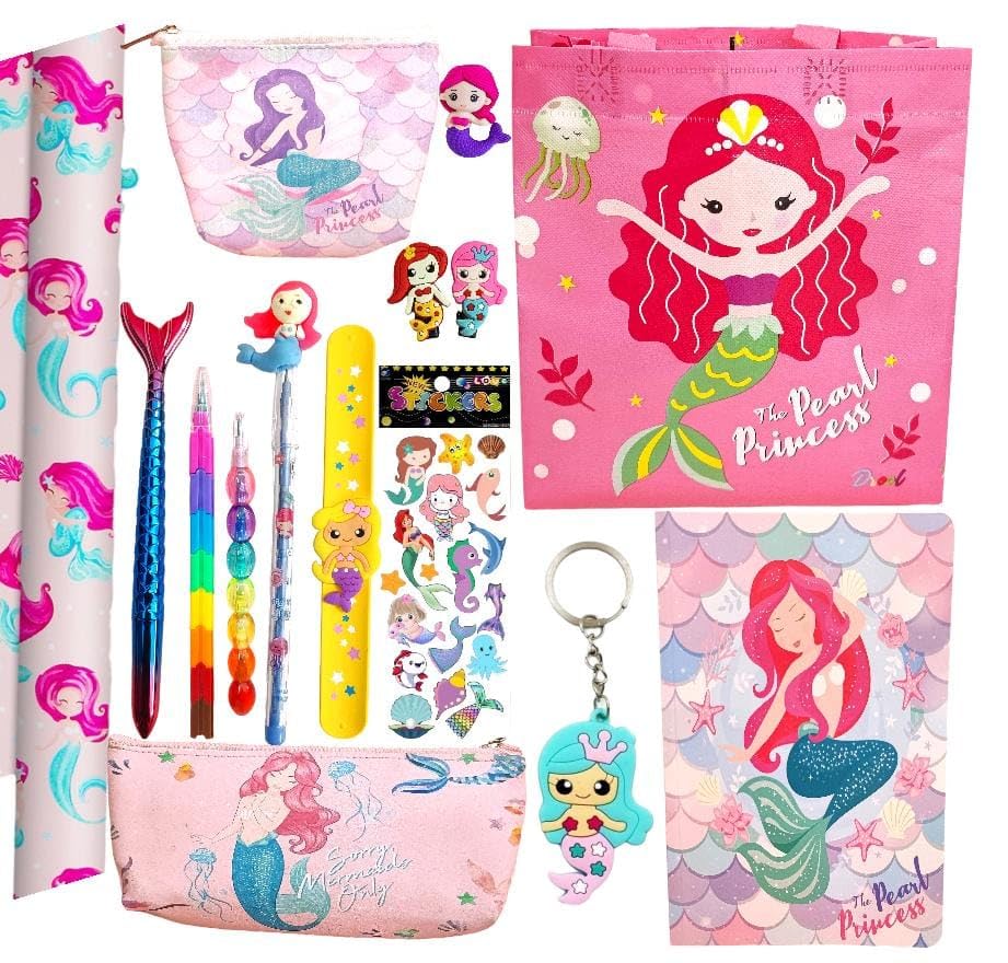 TERA 13 Mermaid Stationery Items Return Gifts For Girls Combo Pack with Goody Bag | Multicolor as Birthday Return Gift for Girls Kids of All Age Group (pack of 14 items) (B0CTTQD7V7) Amazon Price History, Amazon Price Tracker