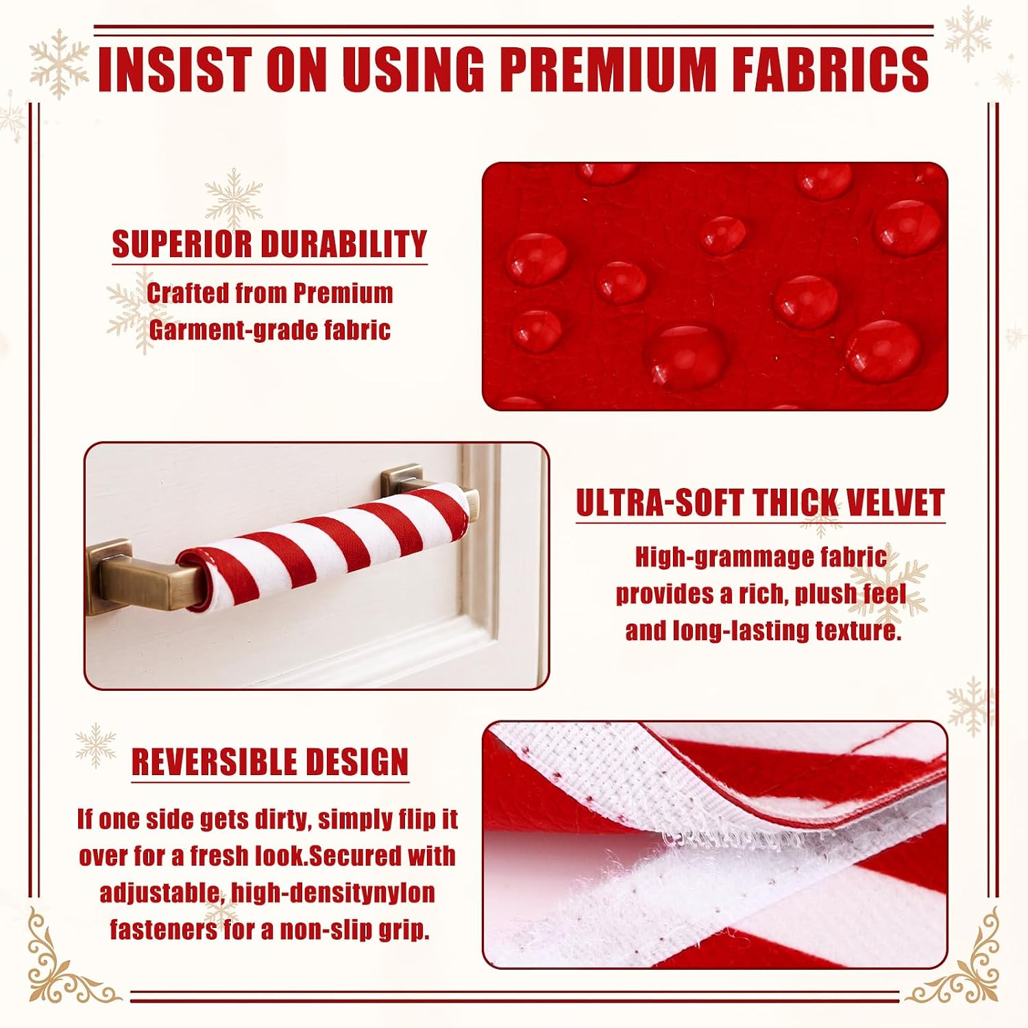 HunnmingRe 12 Pcs Peppermint Christmas Cabinet Handle Cover, 5.5 Inch