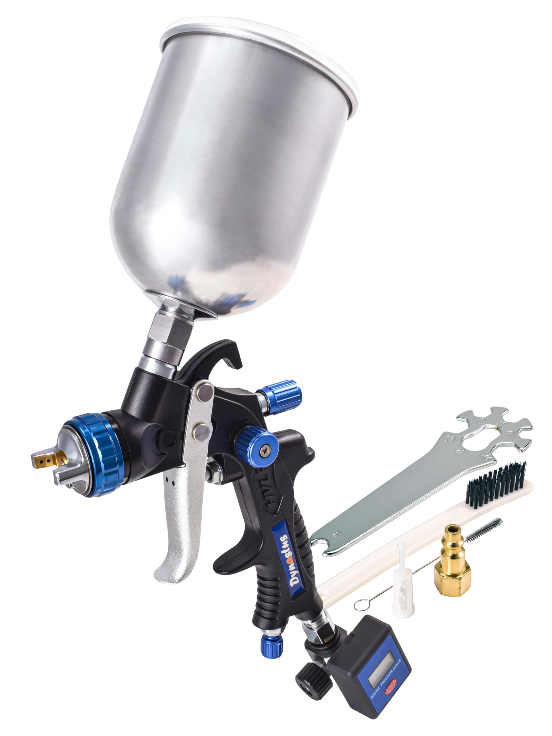 Pistolet à air HVLP pour peindre une carrosserie avec manomètre digital Dynastus 650 ml