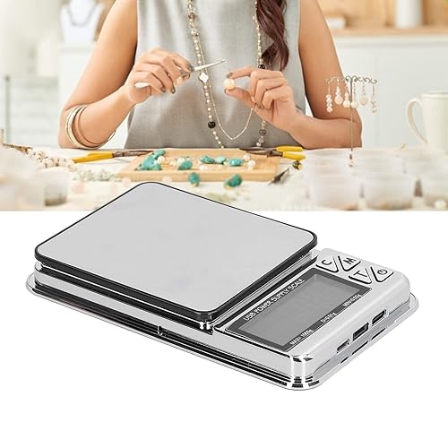 Miniatura 4 de Báscula de joyería de alta precisión, datos precisos, carga USB, pantalla LCD, mini báscula electrónica portátil para oro, collar, cocina,