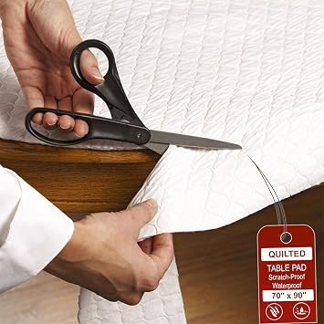 LAMINET - Deluxe Cushioned Heavy-Duty Quilted Table Pad Protector for Dining Room Table - 52" x 90" Oblong | Waterproof Vinyl Table Padding Under Tablecloth Cover for Rectangular Square Tables