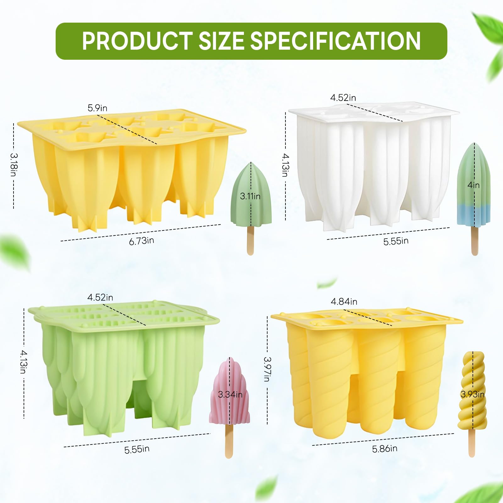 Moldes de silicona para paletas de helado, sin BPA, fáciles de usar y reutilizables, perfectos para golosinas congeladas caseras, diseño flexible para una fácil liberación, herramienta de cocina