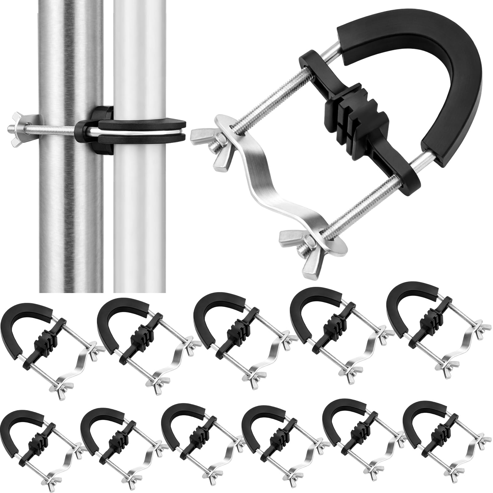 Frienda 12-Pack Trampoline Enclosure Pole Connector Safety Pole Brackets Set for Poles up to 1.5" and Legs up to 1.75" – Easy-Install Replacement Parts