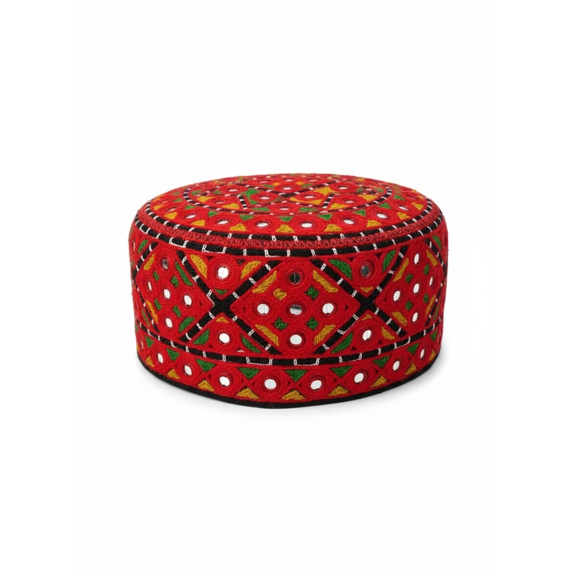 The Miya Store Unisex Balochi Sindhi Embroidered Cap – Handmade Parsi, Banjara, Karachi topi, Traditional Cotton Topi | Fine Pakistani Ralli Kutch Hat-picture-36