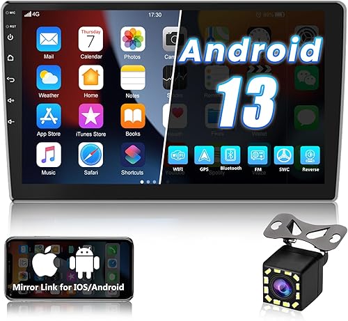 Miniatura 1 de Radio de coche Android de 10 pulgadas con pantalla táctil GPS Sat Navi estéreo AMprime 2 DIN Bluetooth WiFi FM receptor teléfono celular espejo