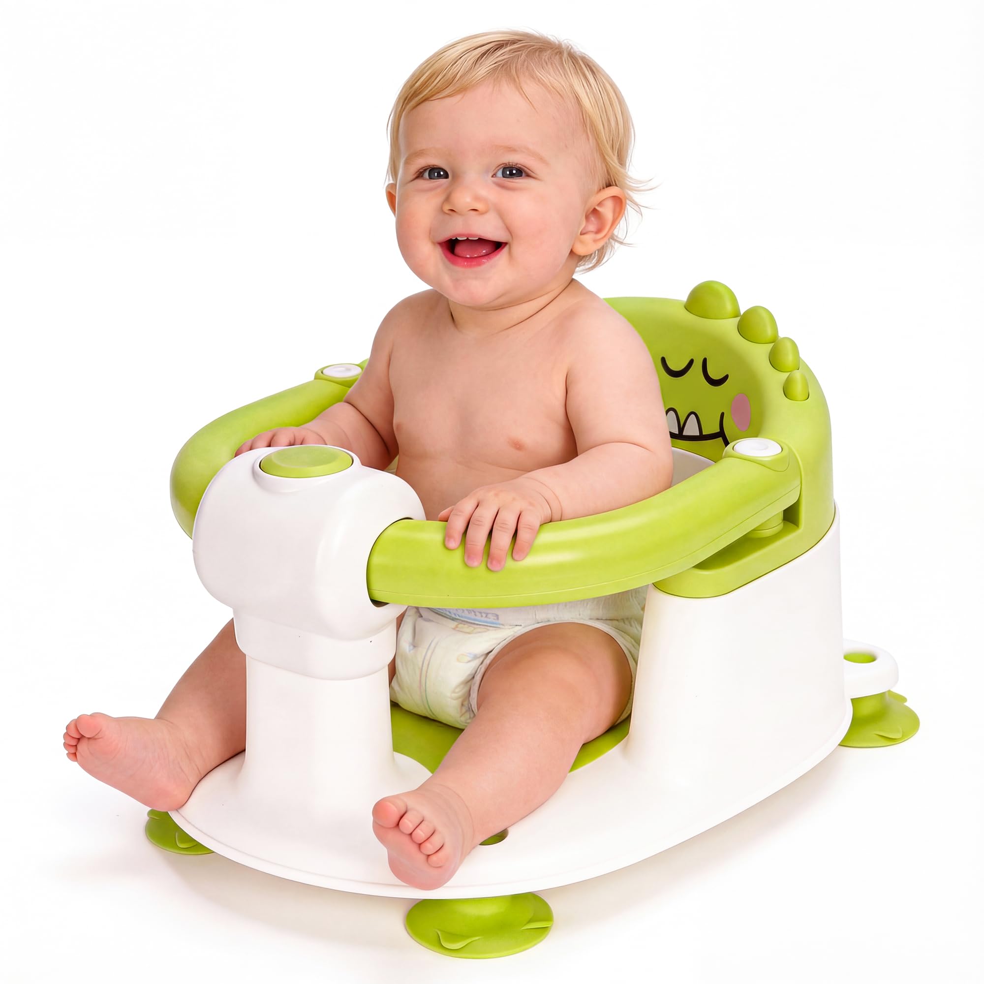 EAQ Baby Bath Seat for Babies 6 Months+, Sit-Up Infant Bath Support with Non-Slip Base and Suction Cups, Toddler Bath Bathing Seat(Green)