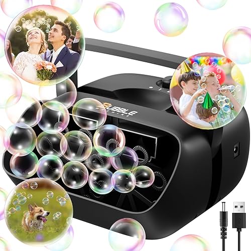 Máquina de burbujas profesional soplador automático de burbujas, FUNNYB&G 20000+ burbujas por minuto con 2 velocidades, juguetes para niños para