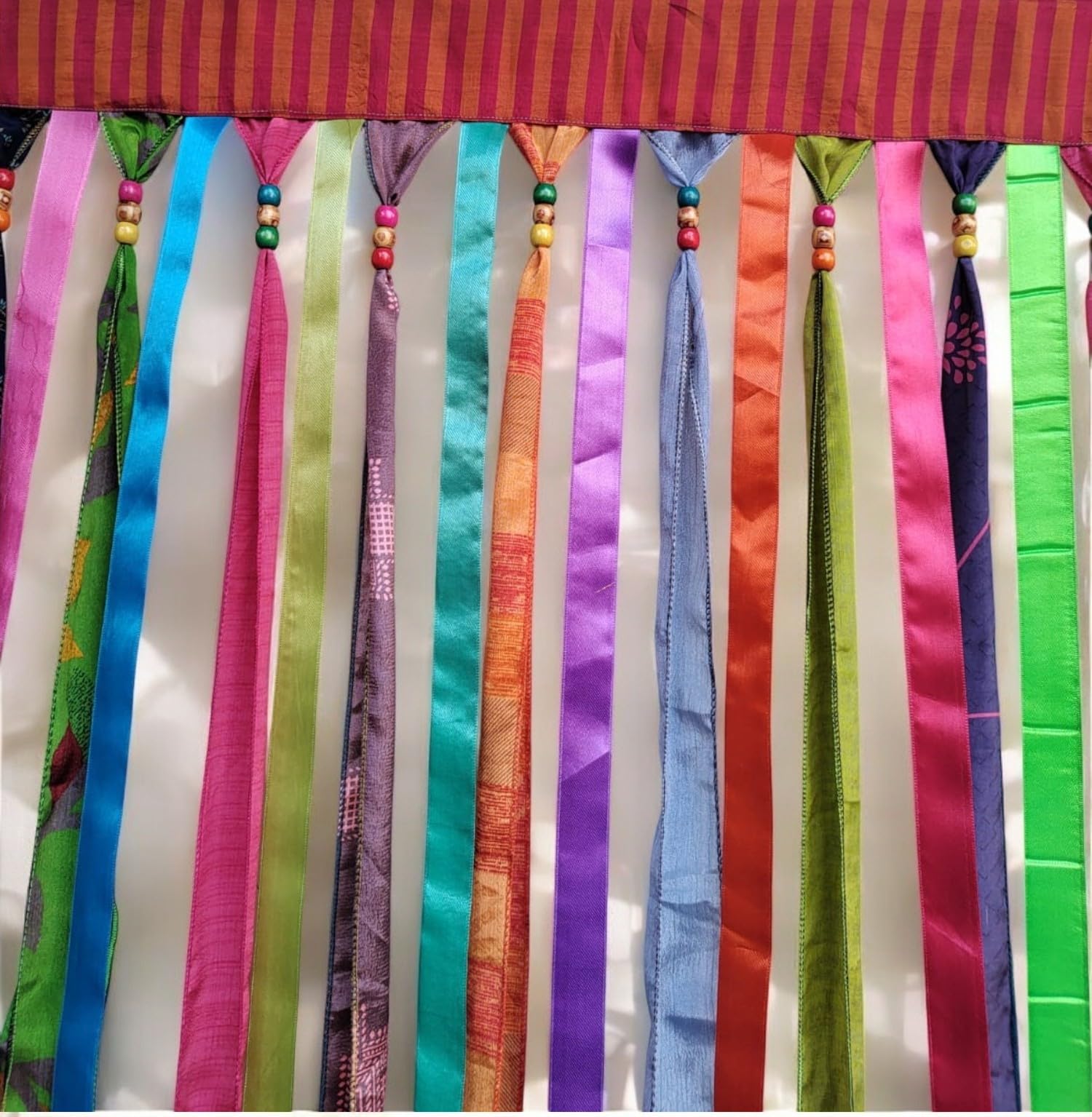 Mango Gifts Mehrfarbiger Bandvorhang mit Stangendurchzug - Raumteiler - Lichtfilterung - Für Wohnzimmer, Schlafzimmer - 216 x 114 cm